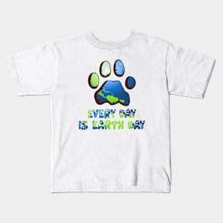 Paw Every Day Is Earth Day Kids T-Shirt